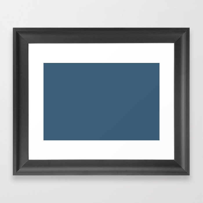 Dark Blue Gray Solid Color Pairs Pantone Blue Ashes 18-4023 TCX Shades of Blue Hues Framed Art Print