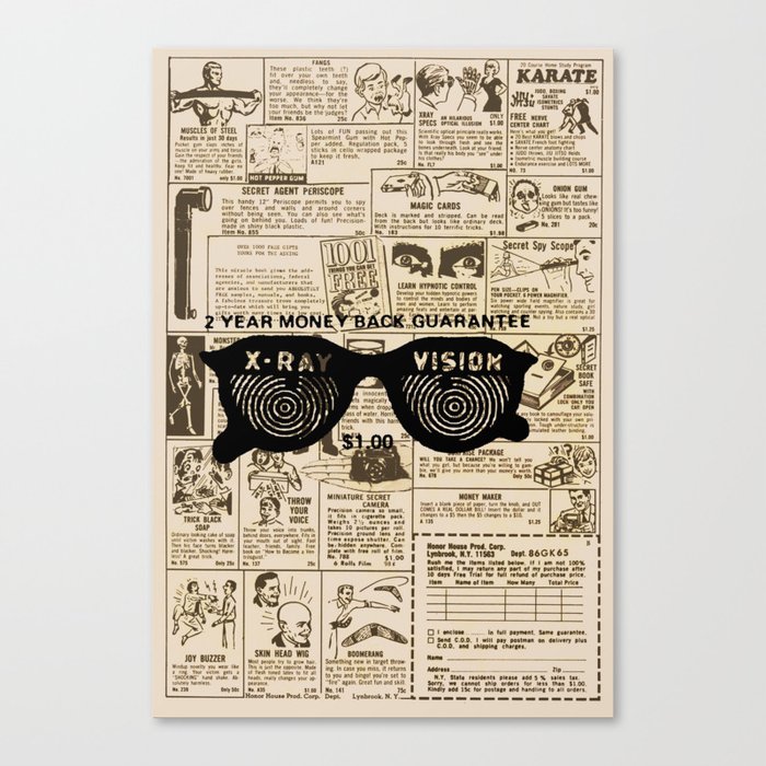 Vintage Comic Book Classified Ad Print with X-Ray Specs Canvas Print