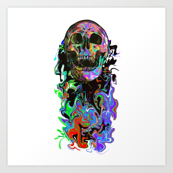 Skull Retro Colors Art Print