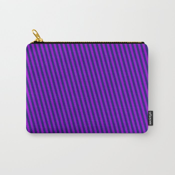 Dark Violet and Midnight Blue Colored Pattern of Stripes Carry-All Pouch