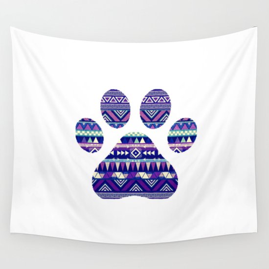 Aztec Paw Print (Dog & Puppy, Animal Lovers) Wall Tapestry