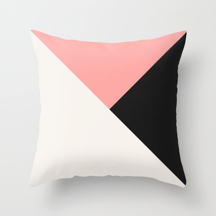 Tricolor Geometry Rose Charcoal Throw Pillow