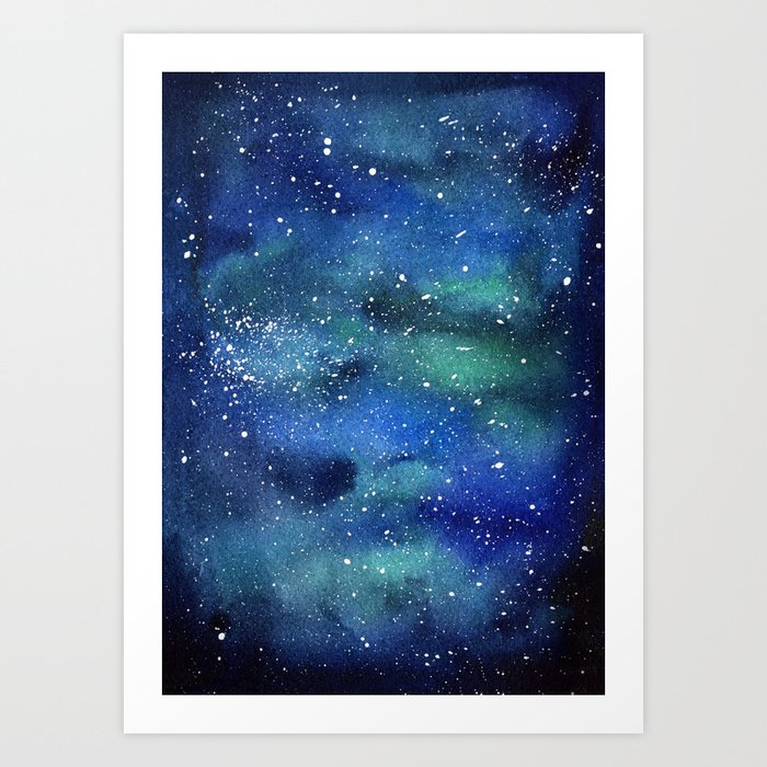 Galaxy Space Sky Watercolor Cosmic Art Art Print