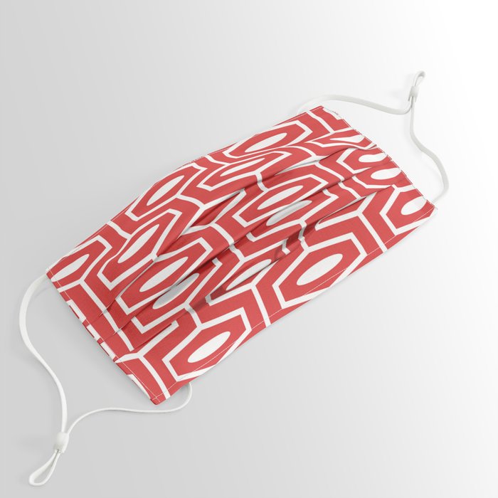Geometric Ogee Pattern 144 Red Face Mask