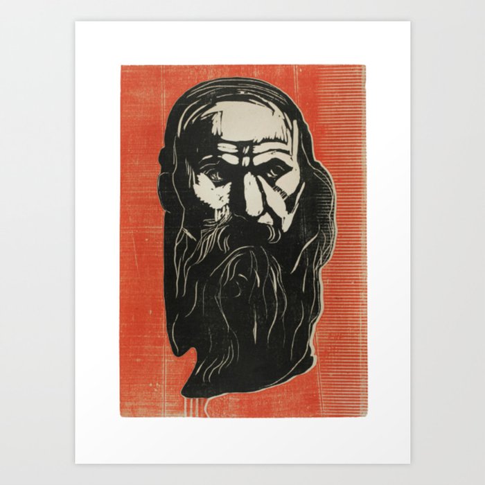 Head of An Old Man with Beard Edvard Munch Famous Painting Art Print