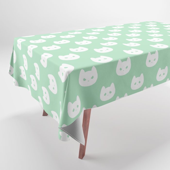 Kitty Dots in Green Tablecloth