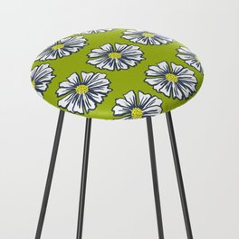 70’s Retro Modern Spring Daisies On Green Counter Stool