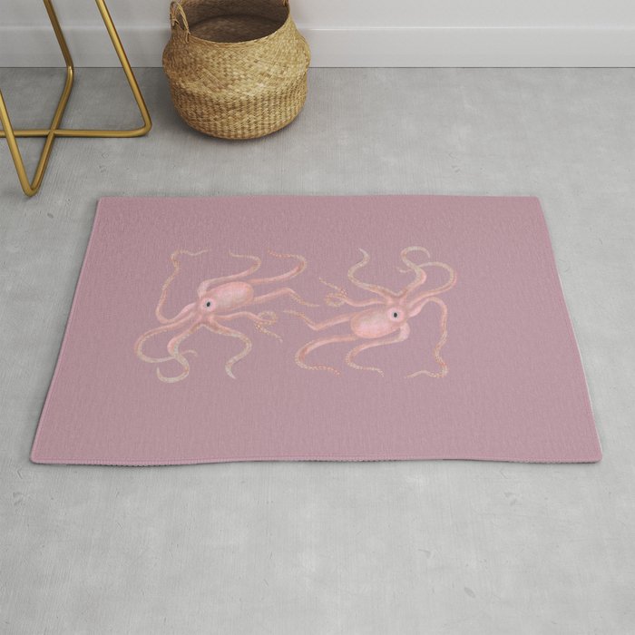 Pink Octopus Art Design Rug