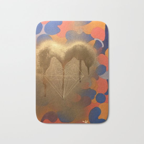 Golden Heart Collage - Spray Paint on Marker Bath Mat