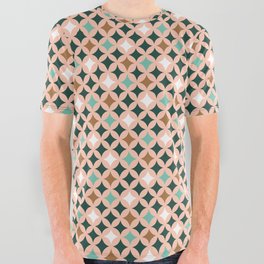 Retro mid-century circles check pastel colors All Over Graphic Tee