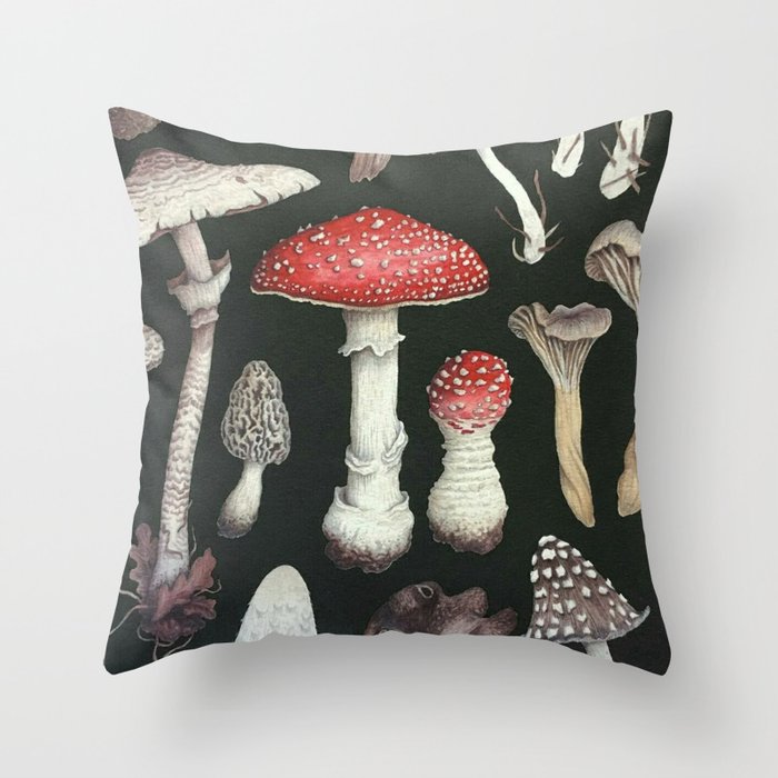 mushroom pattern / life pattern / patterns Throw Pillow