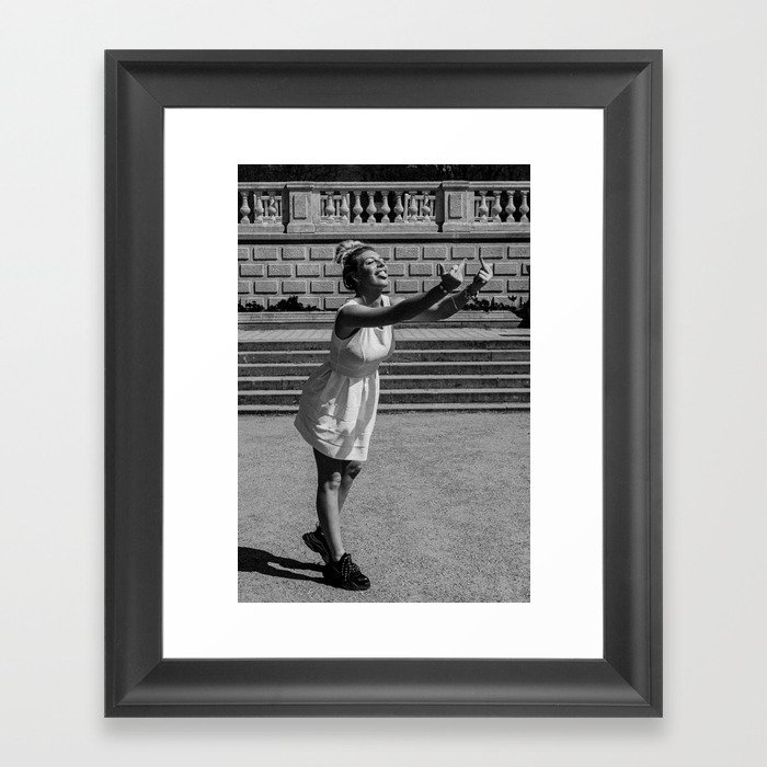 fuck you | middle finger | Girl | Poster | Woman | vintage | retro | black and white | photography Framed Art Print