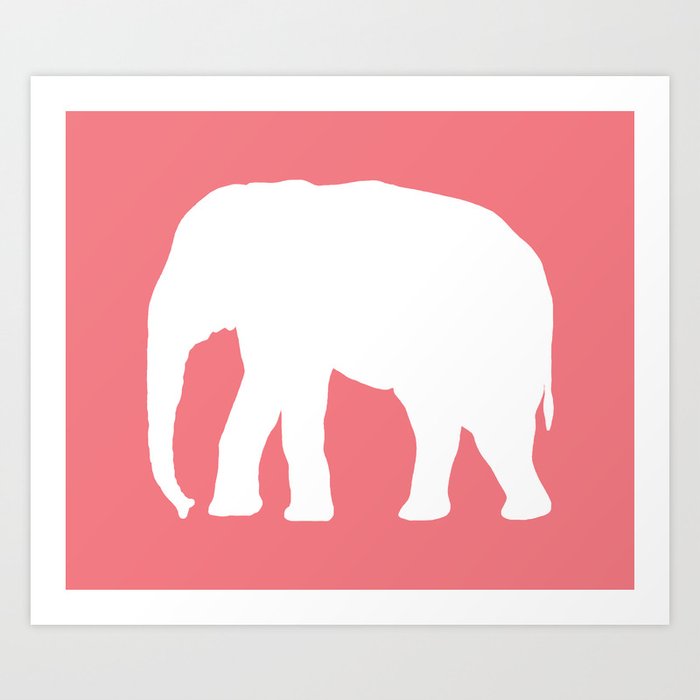 Pink Elephant, White and Pink Elephant Art, Pink Elephant Pillow, Pink Elephant Throw Art Print
