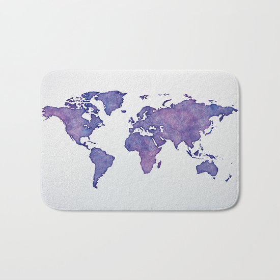 Purple World Map 02 Bath Mat