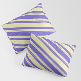 [ Thumbnail: Slate Blue & Pale Goldenrod Colored Lines/Stripes Pattern Pillow Sham ]