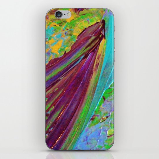 COLOR CHAOS Wild Vibrant Colorful Abstract Acrylic Painting Lime Green Plum Purple Gift Art Decor iPhone & iPod Skin