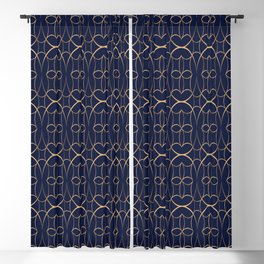 Blue and Gold Luxury  Blackout Curtain