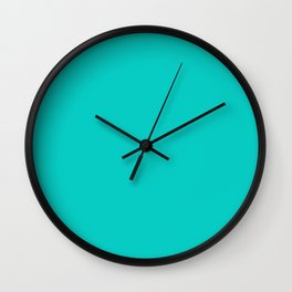 Simply Bright Turquoise -Solid  Block Color Wall Clock | Centurymodern, Oceangreen, Pattern, Plaincolor, Boho, Simple, Abstract, Colorful, Pantone, Solidcolor 