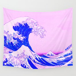 The Great Wave Remix in Pink Wall Tapestry