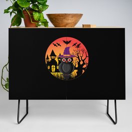 Halloween Owl Haunted House Witch Bats Credenza
