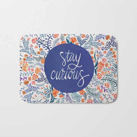 Stay Curious – Navy & Coral Bath Mat
