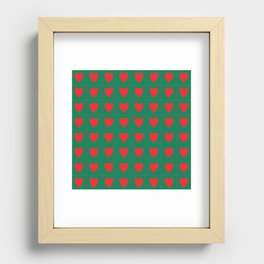 Teal red hearts pattern Recessed Framed Print