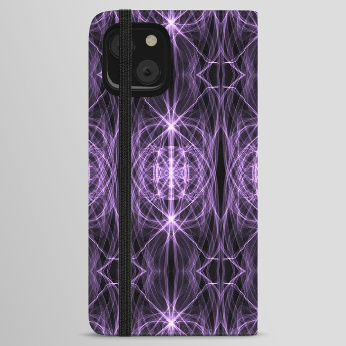 Liquid Light Series 3 ~ Purple Abstract Fractal Pattern iPhone Wallet Case