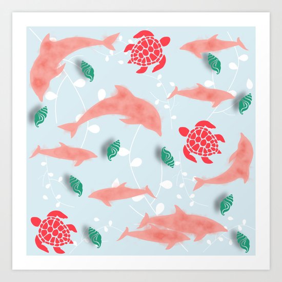 Dolphin blue Art Print