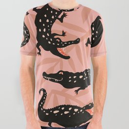 Alligator Collection – Black & Peach All Over Graphic Tee