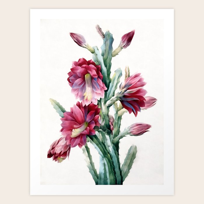 Flowering cactus Art Print by catyarte Society6
