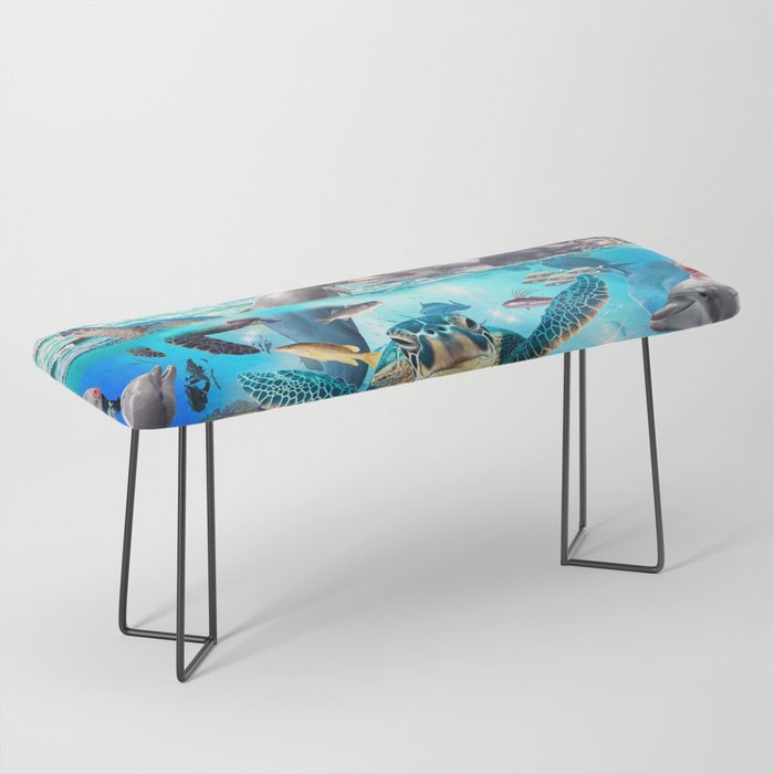 Ocean African Japanese Animal Animals Group Scene Bench