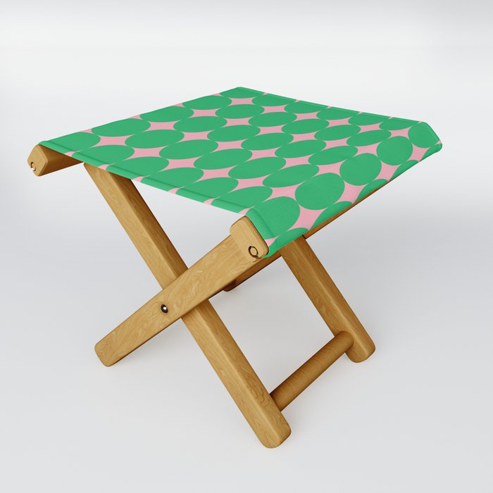 Retro Round Pattern - Green Pink Folding Stool