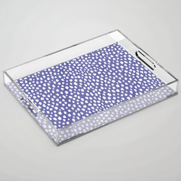 Handmade Polka Dot Paint Brush Pattern (White/Pantone Very Peri) Acrylic Tray
