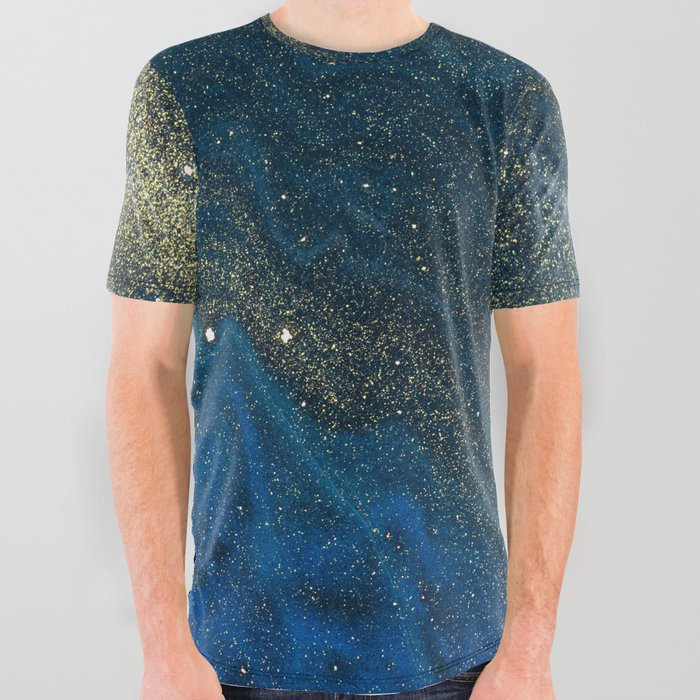 Blue Gold Speckle All Over Graphic Tee