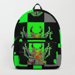 GREEN & BLACK CUBIC MODERN ART WITH REDDISH BEETLES Backpack