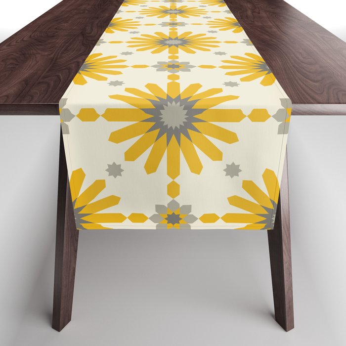 Geometric Starbursts - Yellow Table Runner