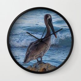 Caribbean Pelican Close up Wall Clock