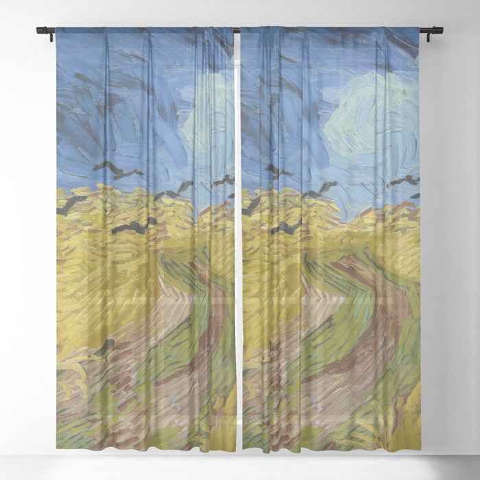 Wheat Field with Crows, Vincent Van Gogh Sheer Curtain