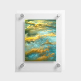Blue Yellow Gold Sunset Sky Floating Acrylic Print