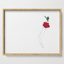 Red Rose Girl - Flower Woman illustration Serving Tray