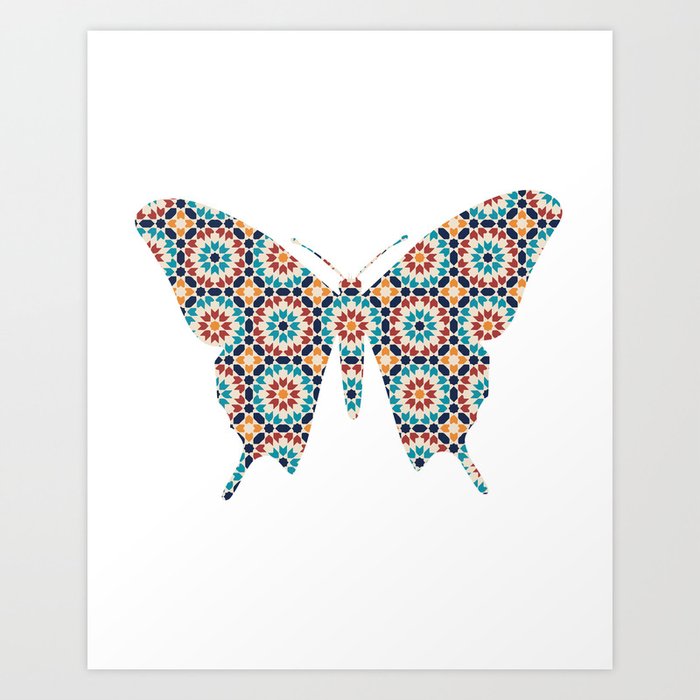 BUTTERFLY SILHOUETTE WITH PATTERN Art Print