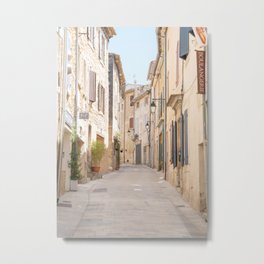 Street In Ménerbes, France | French Provence Travel Photography Art Print | Pastel Color Architecture Photo Metal Print