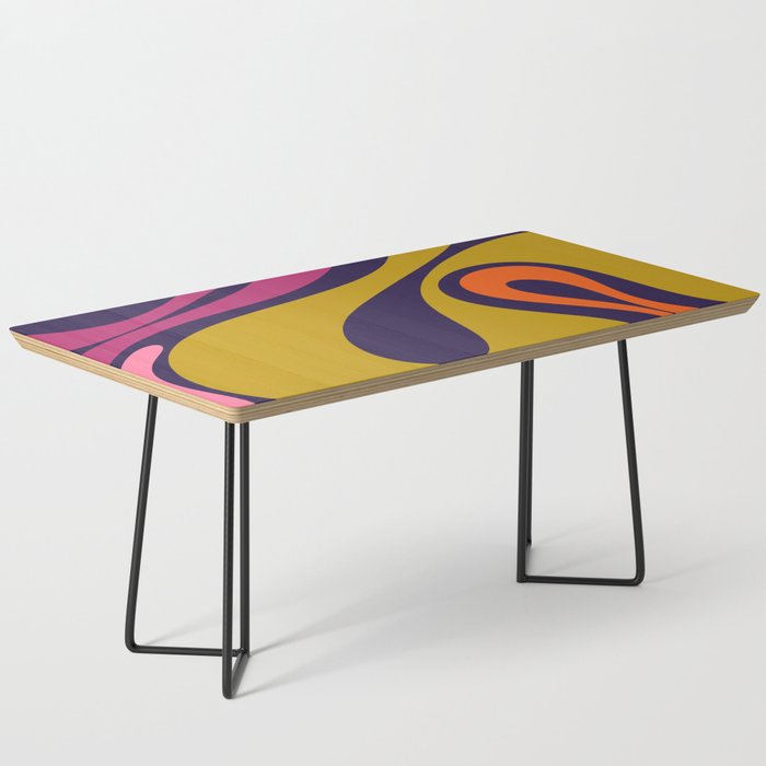 Mellow Flow Retro 60s 70s Abstract Pattern in Blue Lime Avocado Orange Magenta Pink Coffee Table