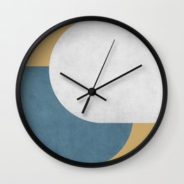 Halfmoon Colorblock - White Blue on Gold Wall Clock