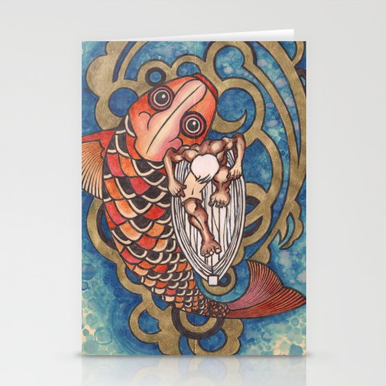 old fisherman Stationery Cards