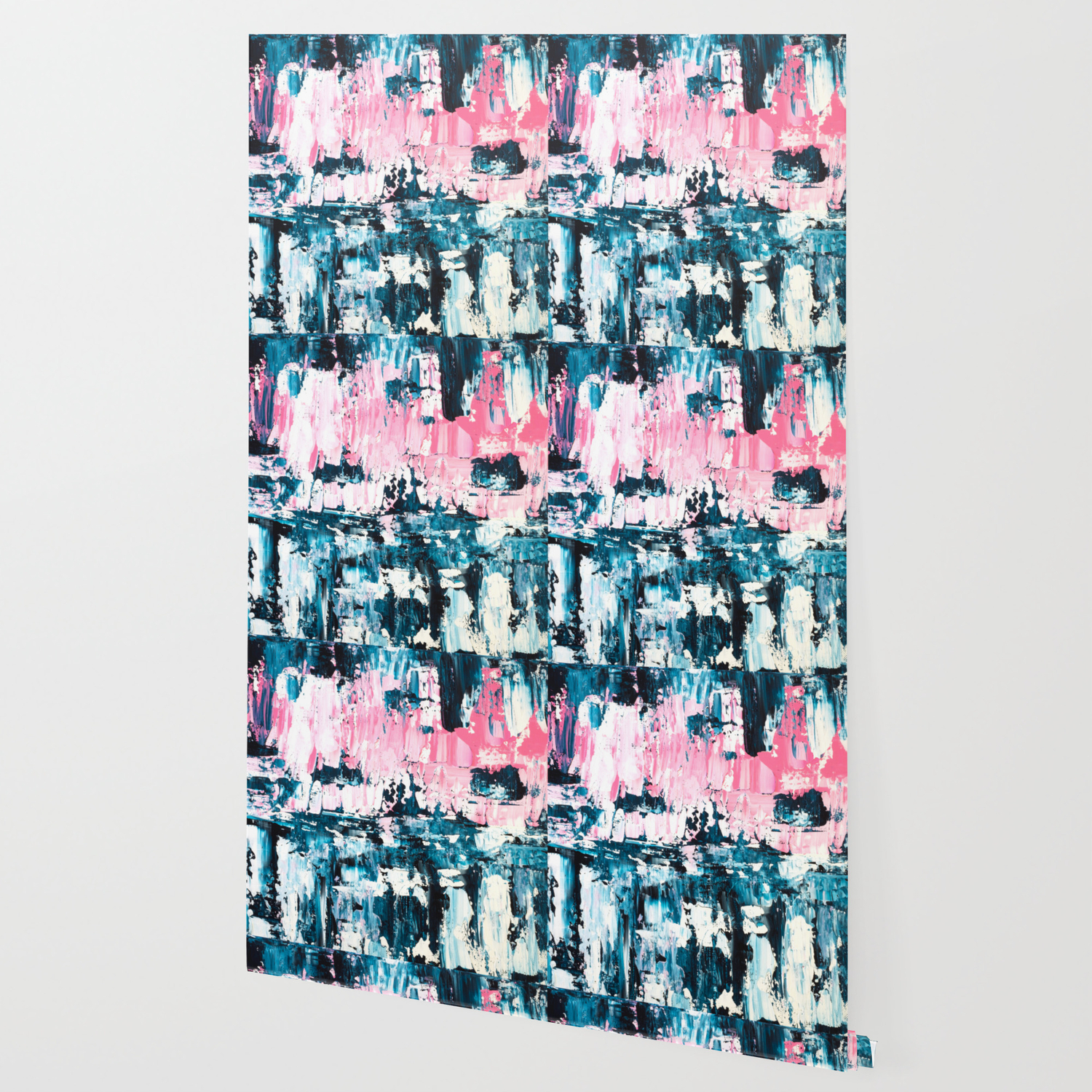 Inside Out Navy Blue Pastel Pink Abstract Original Acrylic