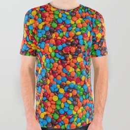Colorful Candy-Coated Chocolate Pattern All Over Graphic Tee