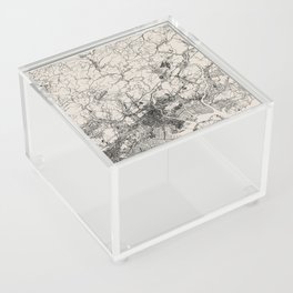 Okayama - Japan - Black and White City Map Acrylic Box
