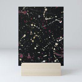 Golden and Red Splatter on Black Mini Art Print