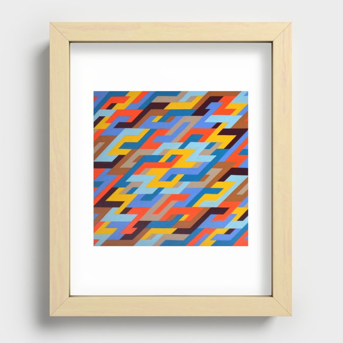interlocking (blue & orange) Recessed Framed Print